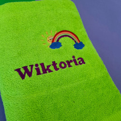ręcznik dla dziecka z imieniem seledynowy